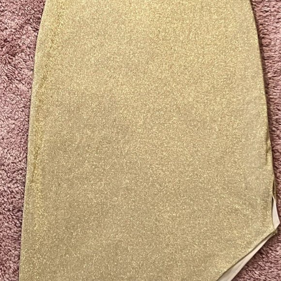 Arianna by Rachel Kaye Asymmetrical Long Shiny Gold Dress Size 6 Formal Prom - Picture 2 of 11